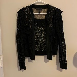 BCBG Black Lace Bomber Jacket!